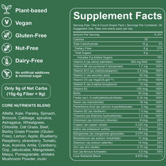 Oviaapo Greens Gummies bottle back with ingredients list and 60 nutrients