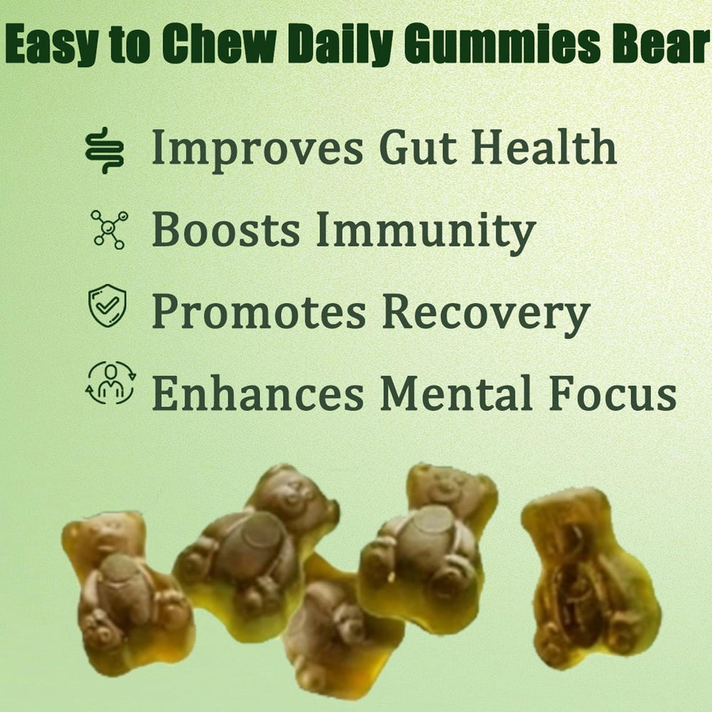 Oviaapo Greens Gummies being poured to highlight texture and color