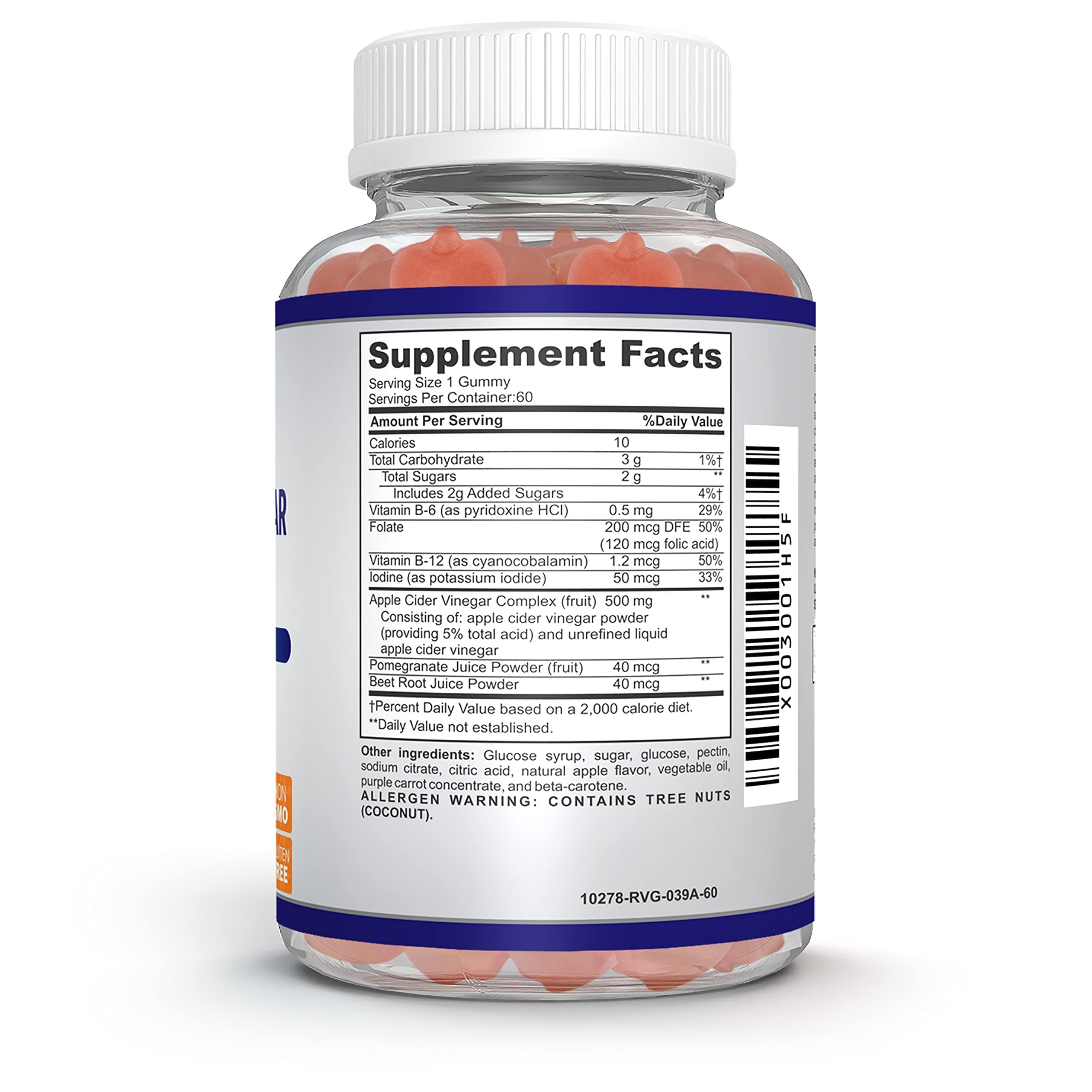 O!VITA Apple Cider Vinegar Gummies The Mother front label, highlighting gut-friendly formulation.