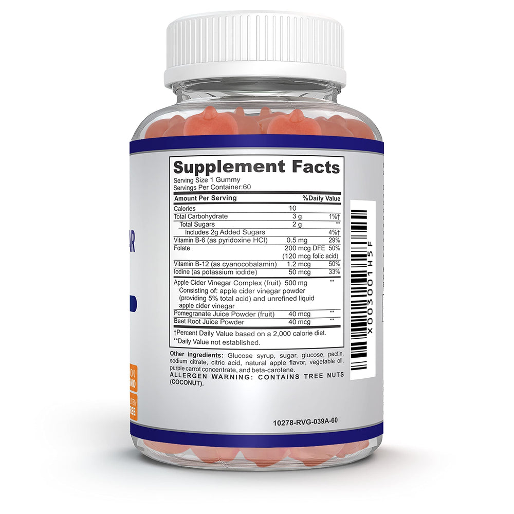 O!VITA Apple Cider Vinegar Gummies The Mother front label, highlighting gut-friendly formulation.
