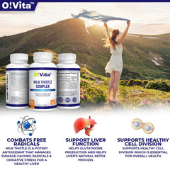 OVITA Milk Thistle Complex capsules arranged for daily liver support
