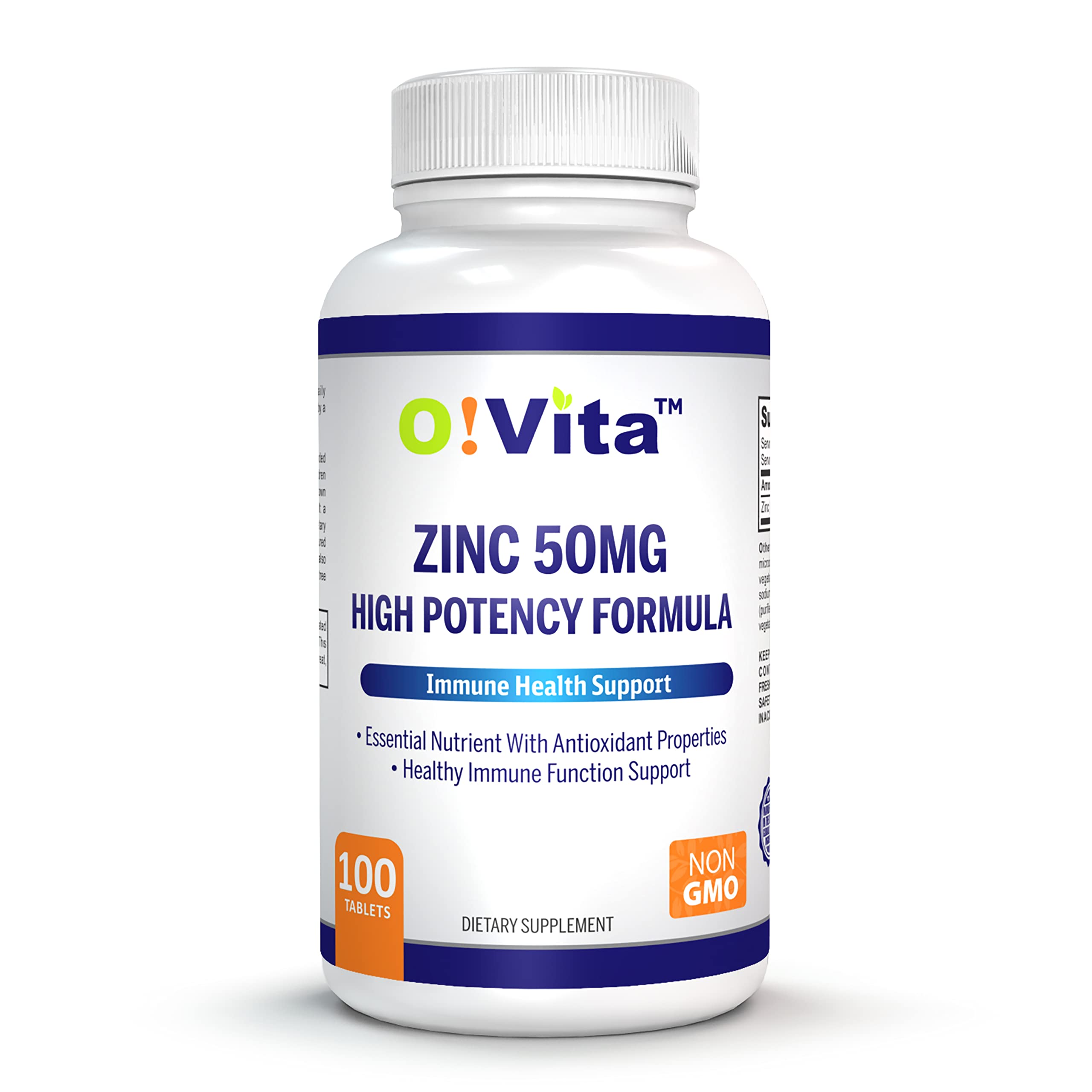 O!VITA Zinc 50mg bottle front view for daily immune support.