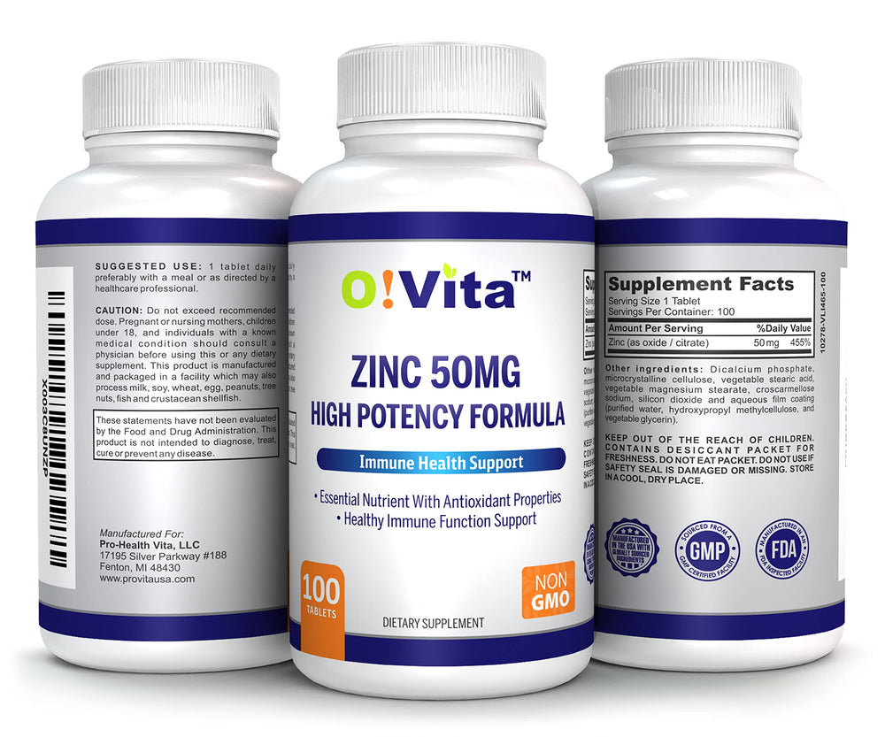 O!VITA Zinc 50mg daily-use scene for routine supplementation.