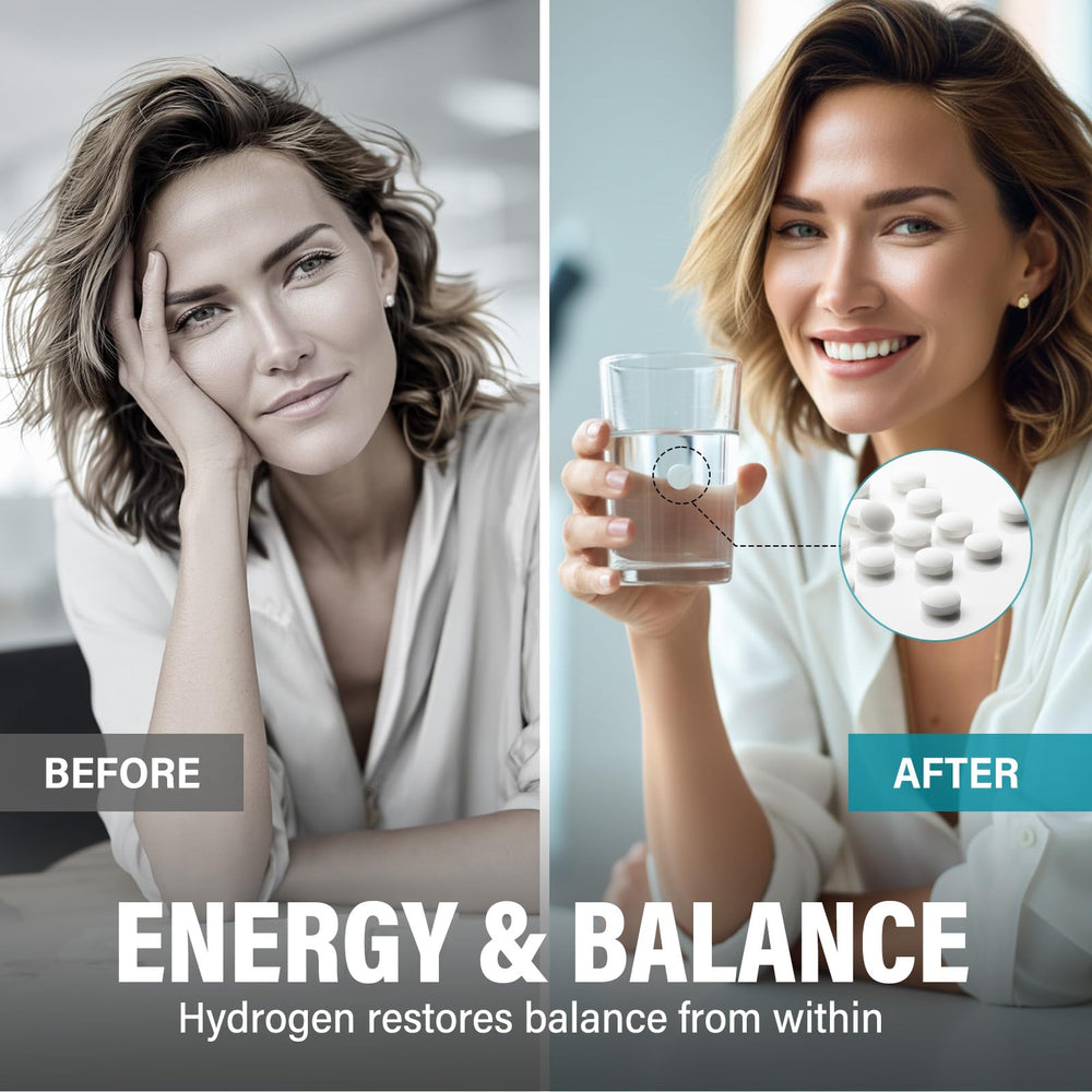 Owe Uself Hydrogen Water Tablets energy-boost scene beside gym bottle