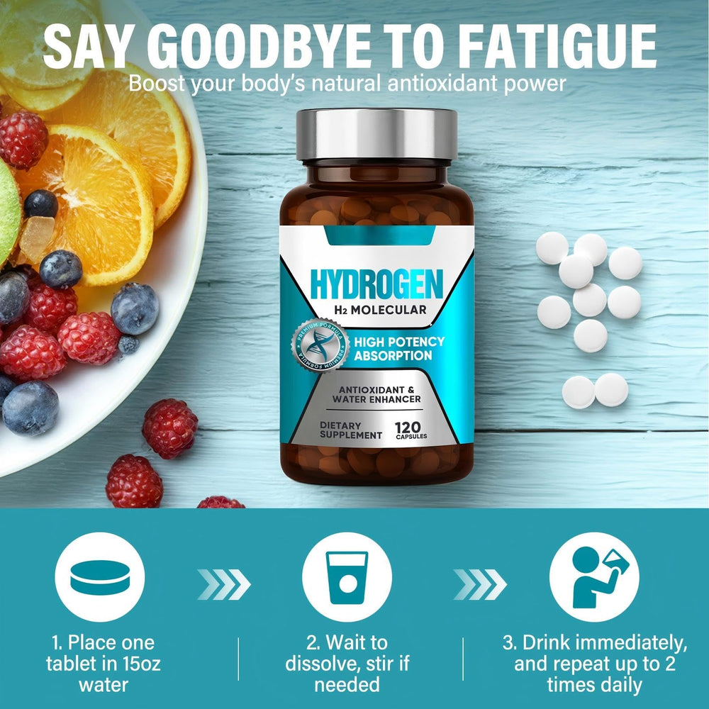 Owe Uself Hydrogen Water Tablets on kitchen counter for morning energy