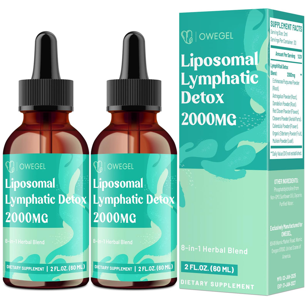owe gel liposomal drops bottle with alcohol-free formula for clean lymphatic support