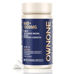 OWNONE NAD+ supplement bottle shown for daily use and potential cellular energy support.