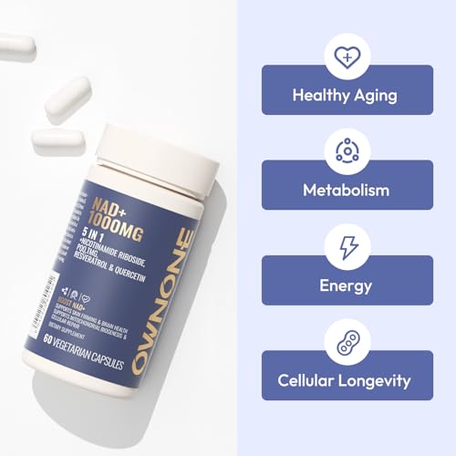 OWNONE NAD+ capsules closeup highlighting vegan capsules and clean formulation.