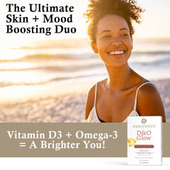 Oxiceutics D&amp;O Glow lemon flavor scene suggesting refreshing routine.