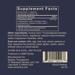 Packaging display for MyCrispatus Probiotic showing compact vegan capsules