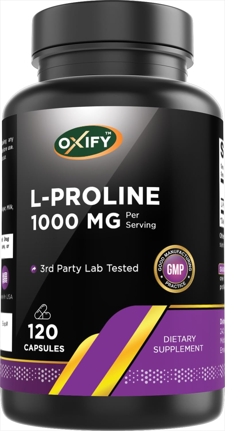 Oxify L-Proline 1000mg bottle supporting joints and connective tissue