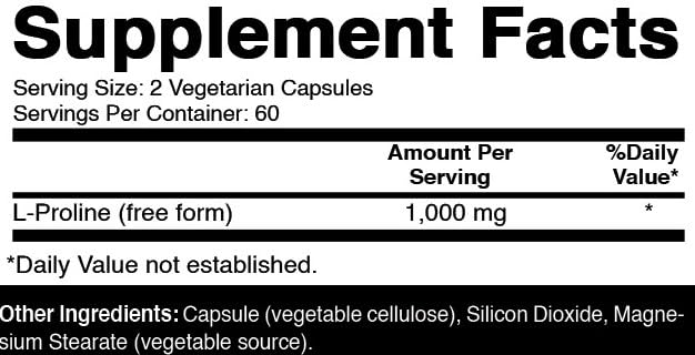 Close-up of Oxify L-Proline capsules highlighting high potency