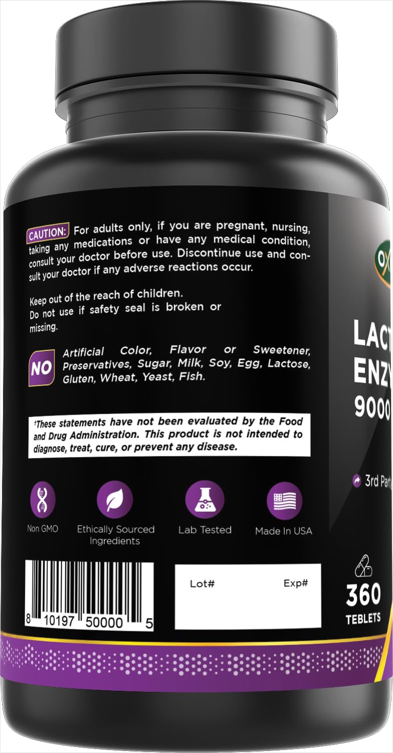 Oxify Lactase Enzyme 9000 dairy meal use context before meals
