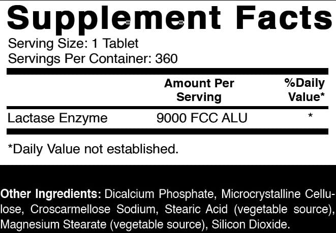 Oxify Lactase Enzyme 9000 tablets close up highlighting high strength enzyme