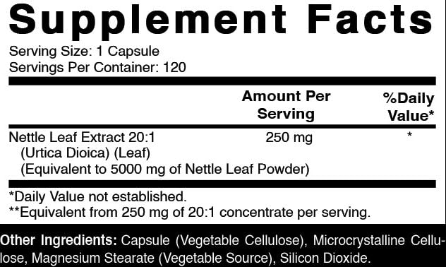 Oxify nettle leaf extract capsules delivering potent 5000 mg daily support
