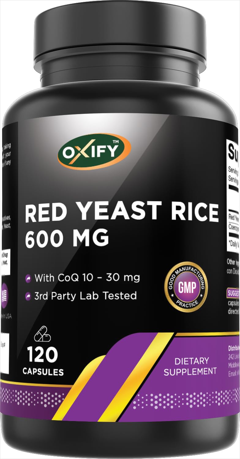 Oxify red yeast rice with CoQ10 bottle front, a convenient daily wellness option