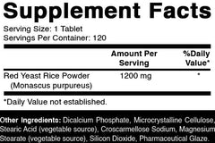 Oxify Red Yeast Rice tablets close-up showing 1200 mg per serving.