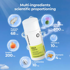 OxyEnergy ingredients panel with Vitamin C, Inositol, and Pueraria for antioxidant synergy.