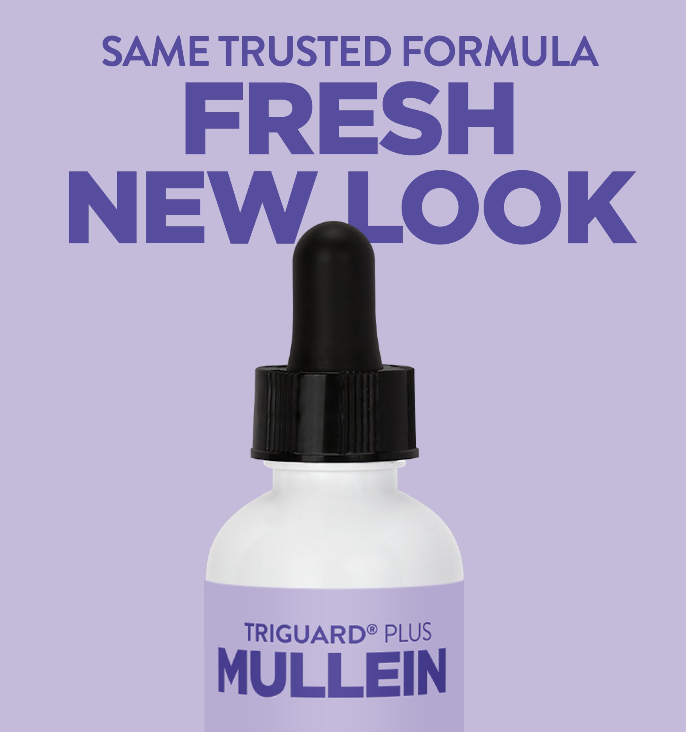 Oxygen Nutrition TriGuard Mullein Plus bottle close-up label shows alcohol-free formulation.