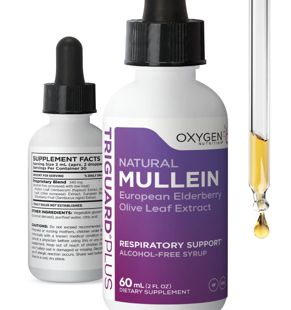 Oxygen Nutrition TriGuard Mullein Plus bottle front for easy daily use.