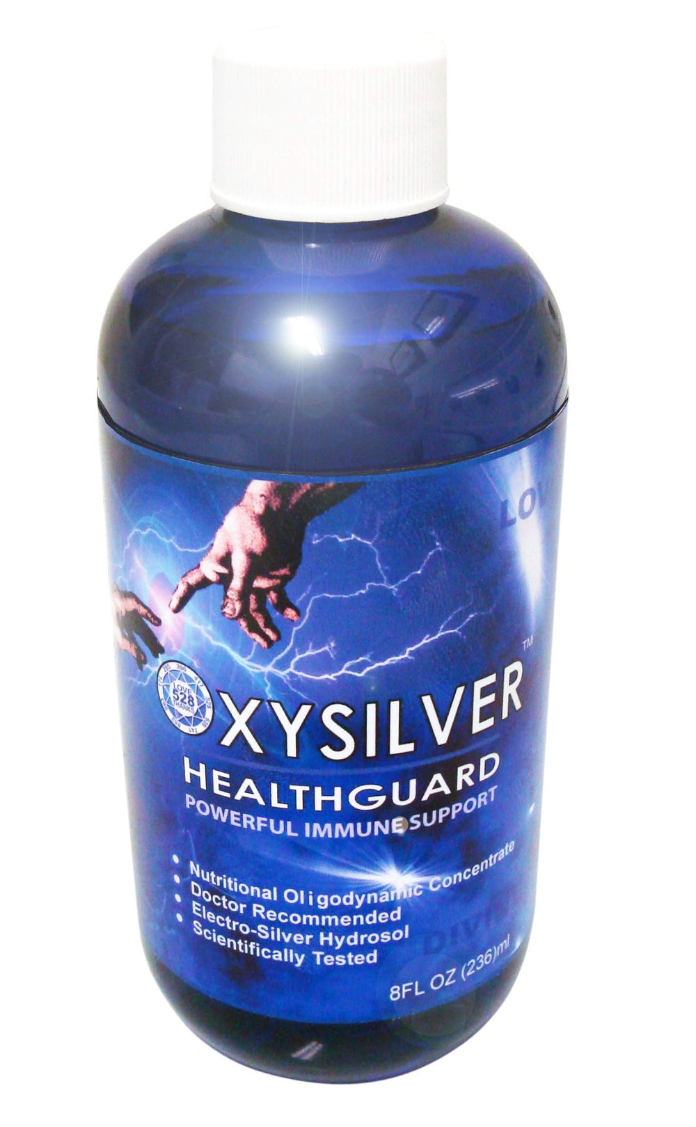 OxySilver bottle with 528Hz structured water for daily wellness.