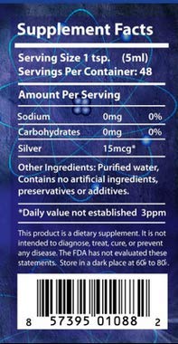 OxySilver label close-up shows vegan, all-natural formula.