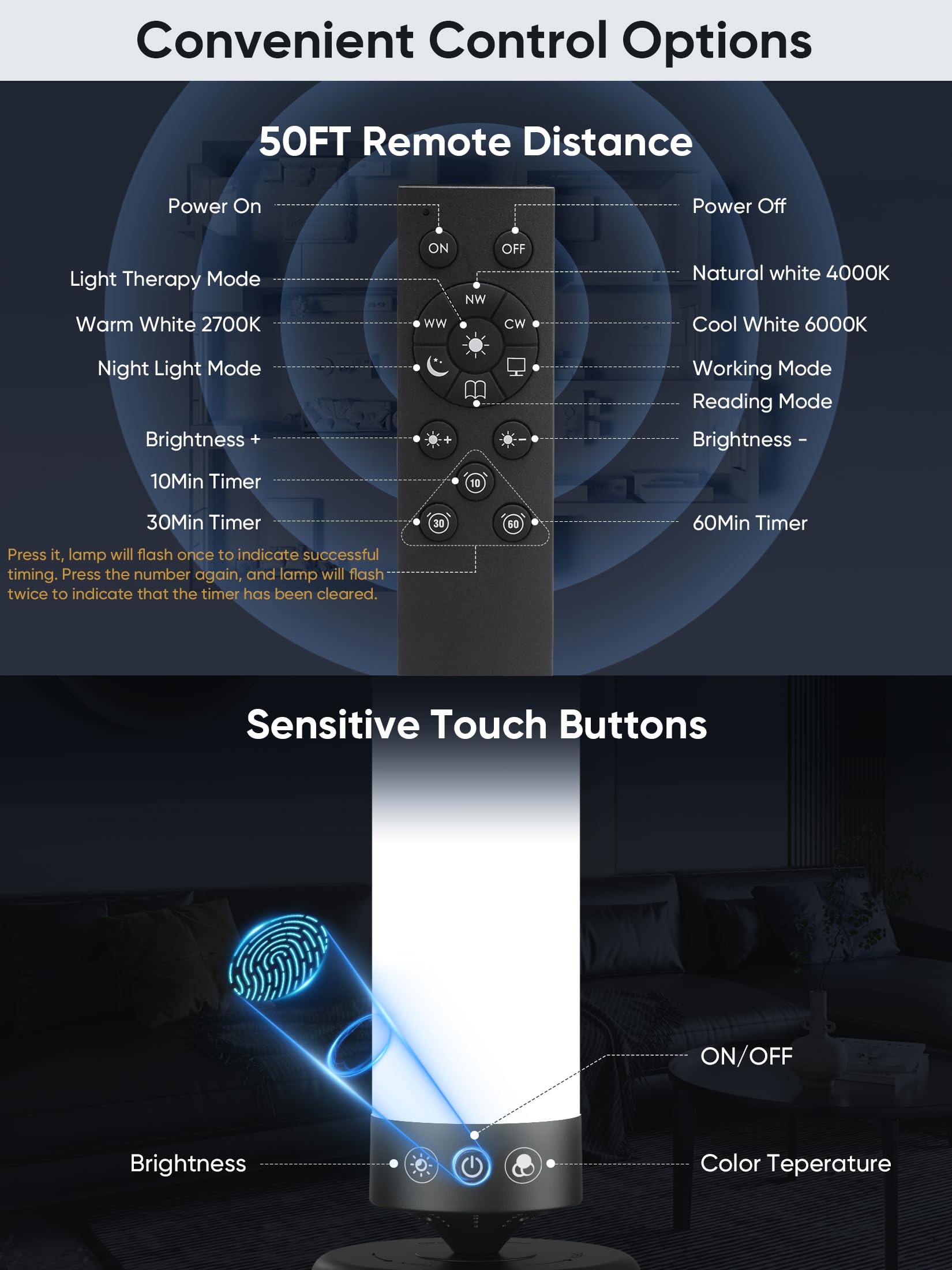 OYADISIIOP lamp color temperature settings tailor daytime mood