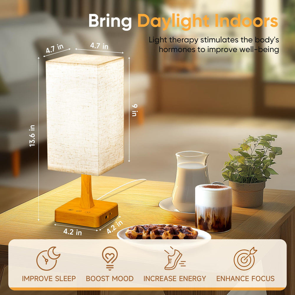 OYADISIIOP lamp on wood-grain base enhances home decor and focus