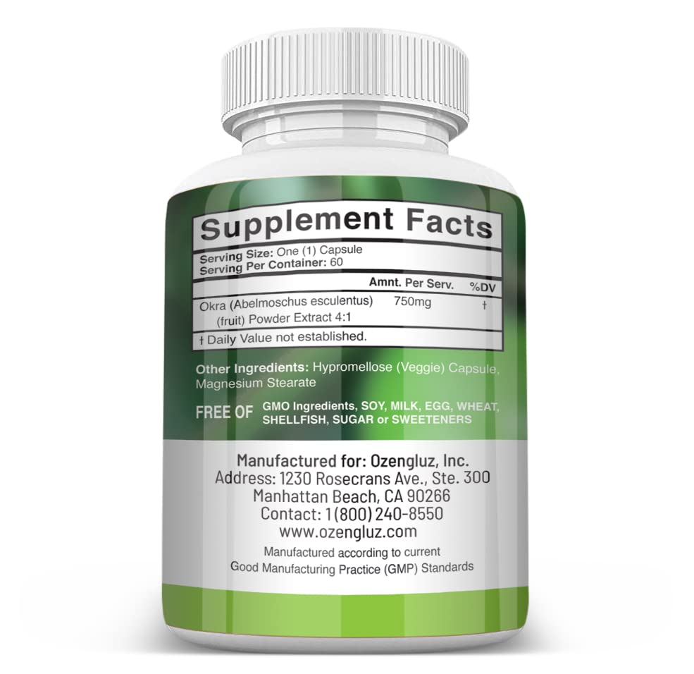 Ozengluz Okra Capsules closeup highlights capsules and easy daily use