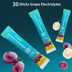 Dissolving OZENKE grape packet in water to show rapid hydration