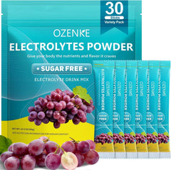 OZENKE Electrolytes grape packet front view highlighting quick hydration