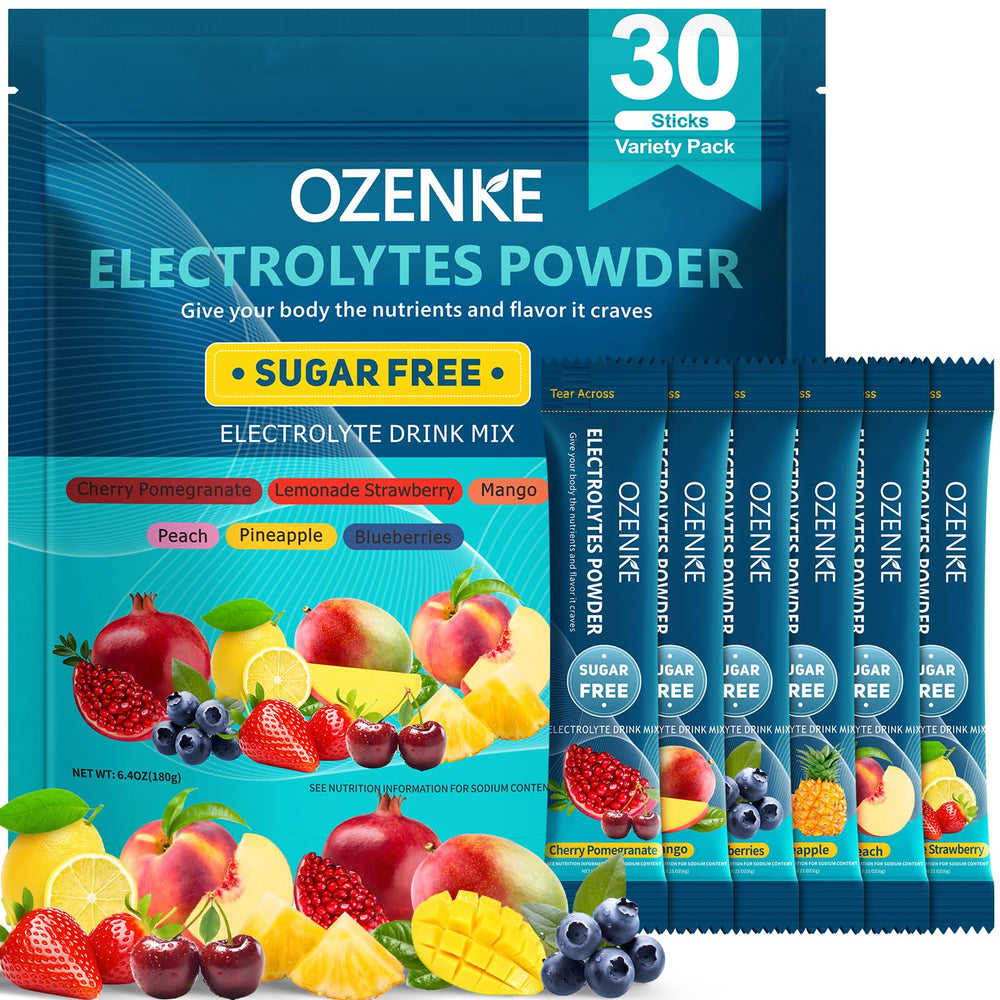 OZENKE electrolytes packets box ready for quick hydration on the go.