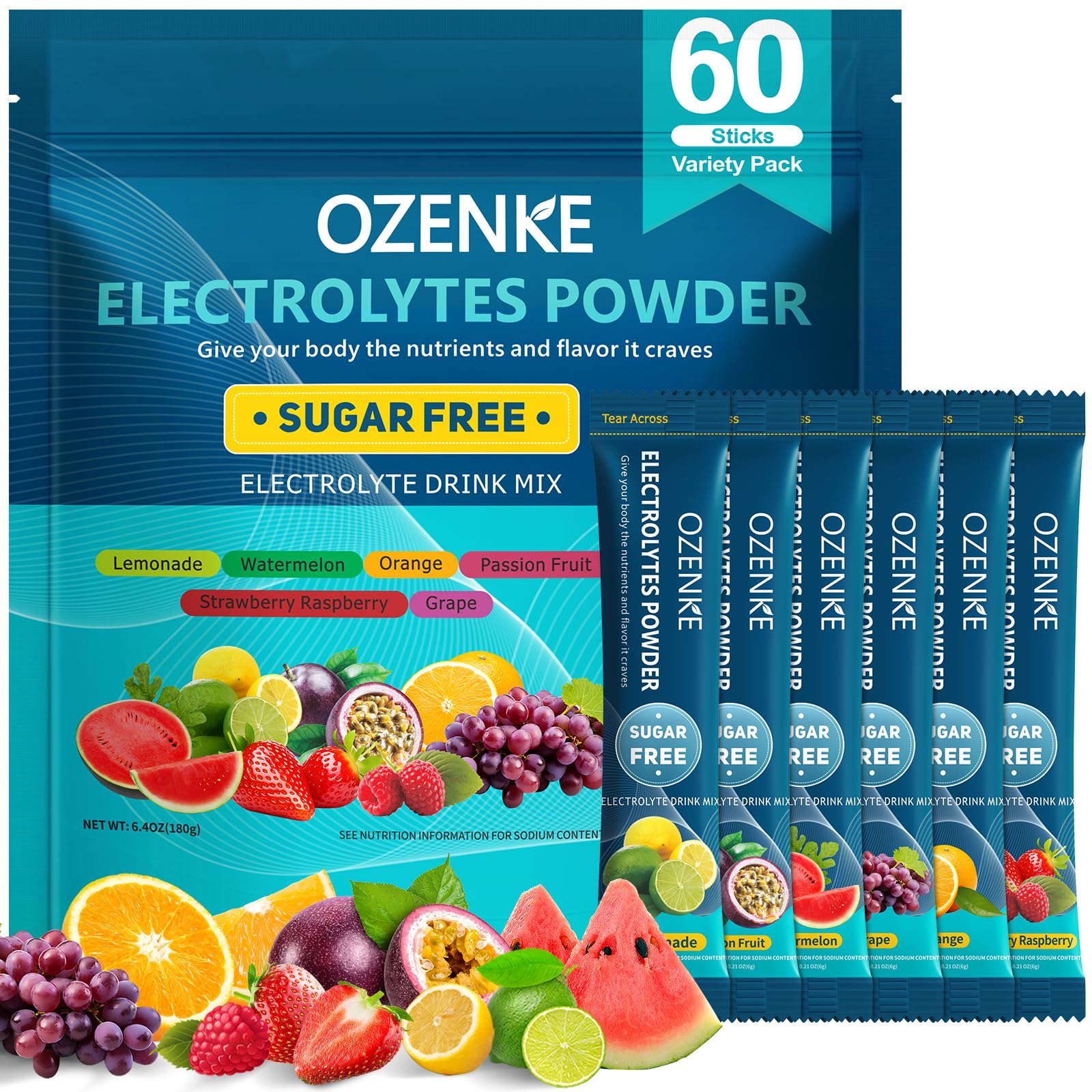 OZENKE lemonade electrolyte stick for quick hydration after workouts.