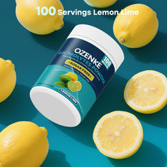 OZENKE lemon-lime electrolyte being poured into a glass