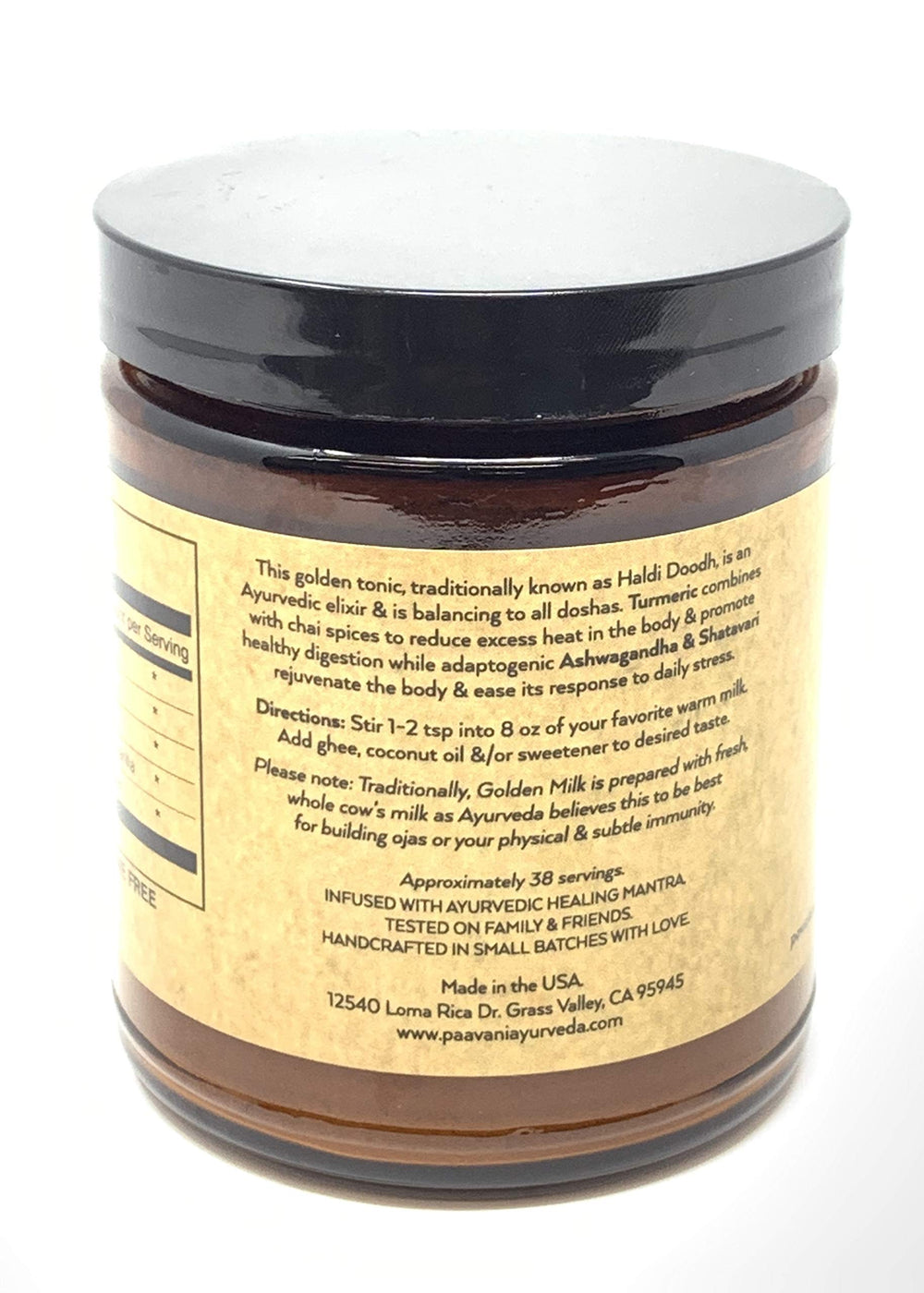 PAAVANI Golden Milk-ashwagandha blend showcases a comforting evening ritual.