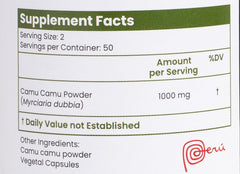 Pacha Camu Camu capsules closeup of vegan capsules rich in natural vitamin C