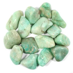 Pachamama Essentials Amazonite closeup with hand for emotional expression and calm.