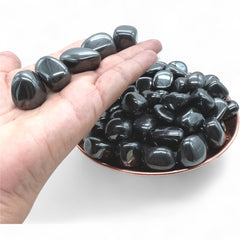 Pachamama Essentials hematite on heart for calm focus and energy.