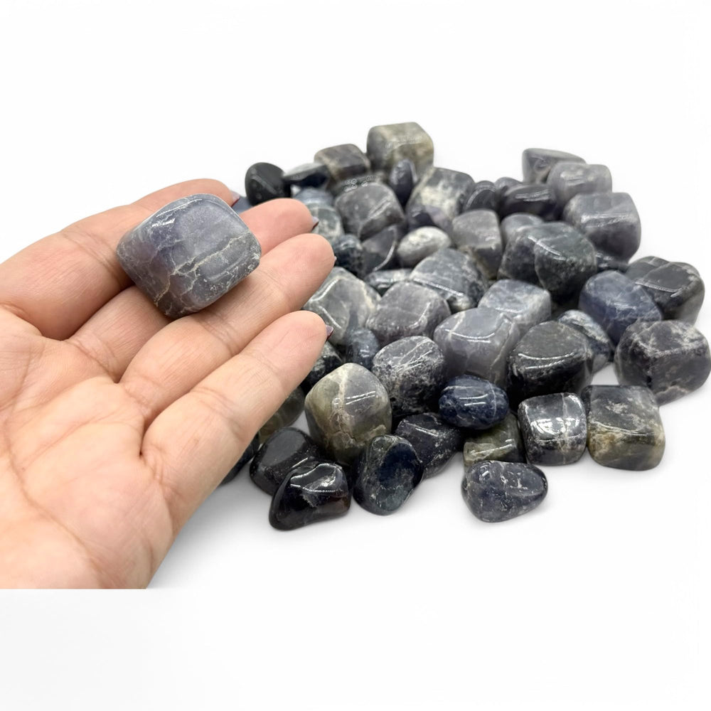 Pachamama Essentials Iolite tumbled stones aid visualization during daily problem solving.