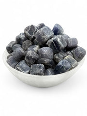 Pachamama Essentials Iolite tumbled stone supports calm meditation and focus.