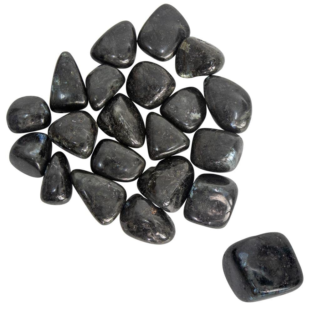 Pachamama Essentials Larvikite closeup showing iridescent flashes for meditation focus
