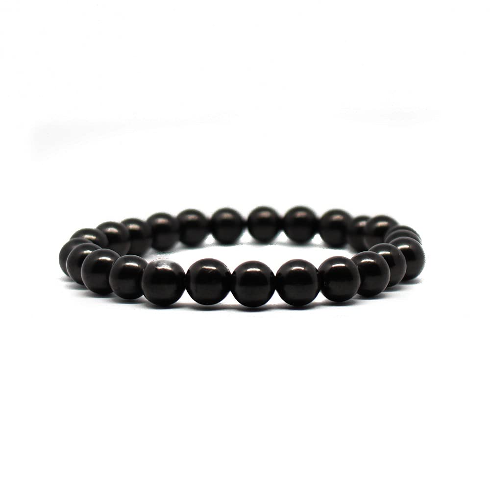 Pachamama Essentials stretchy shungite bracelet worn on wrist for daily protection from tech energies