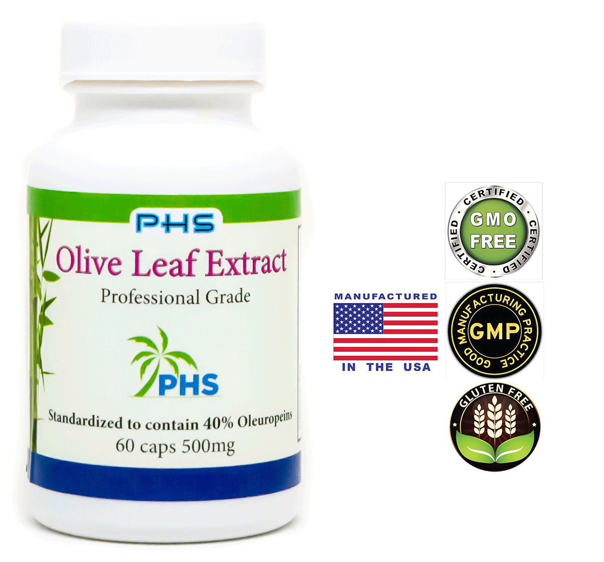 Pacific Health Sciences organic olive leaf 100mg package with capsules for daily use.
