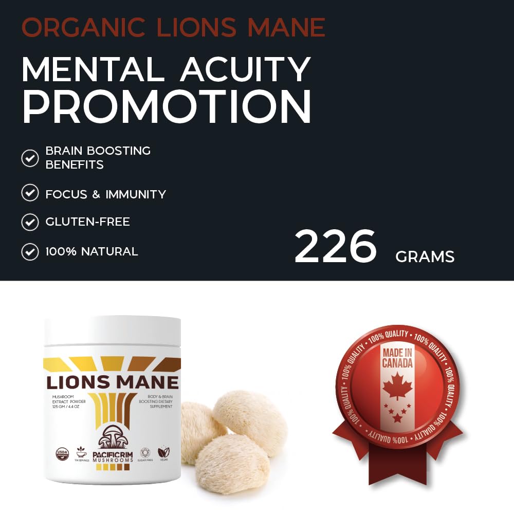 Earthy aroma of Pacific Rim Mushrooms Lions Mane powder