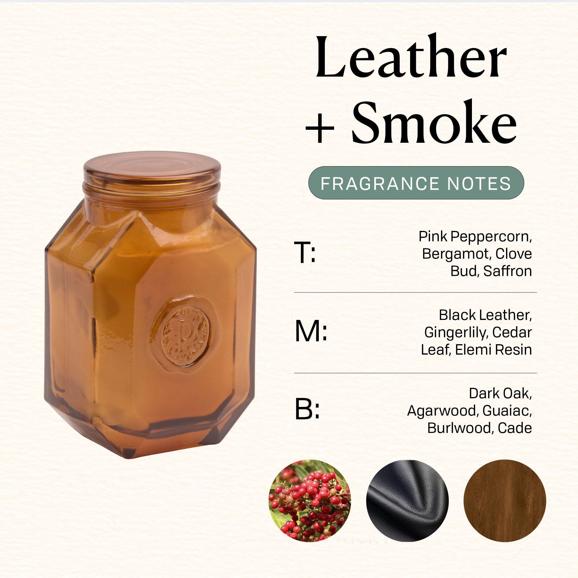 Paddywax Botanica close-up highlights the embossed P logo on the jar.