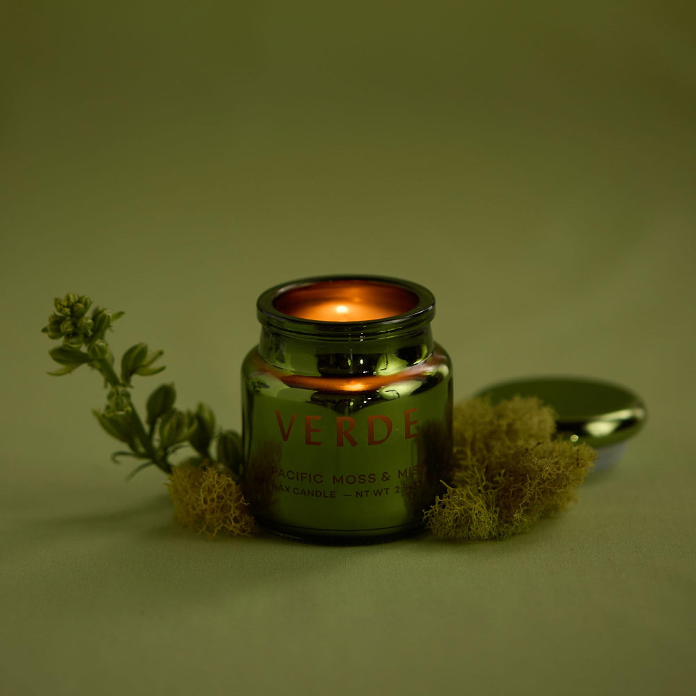 Paddywax Chroma electroplated glass candle with lid adds vibrant decor
