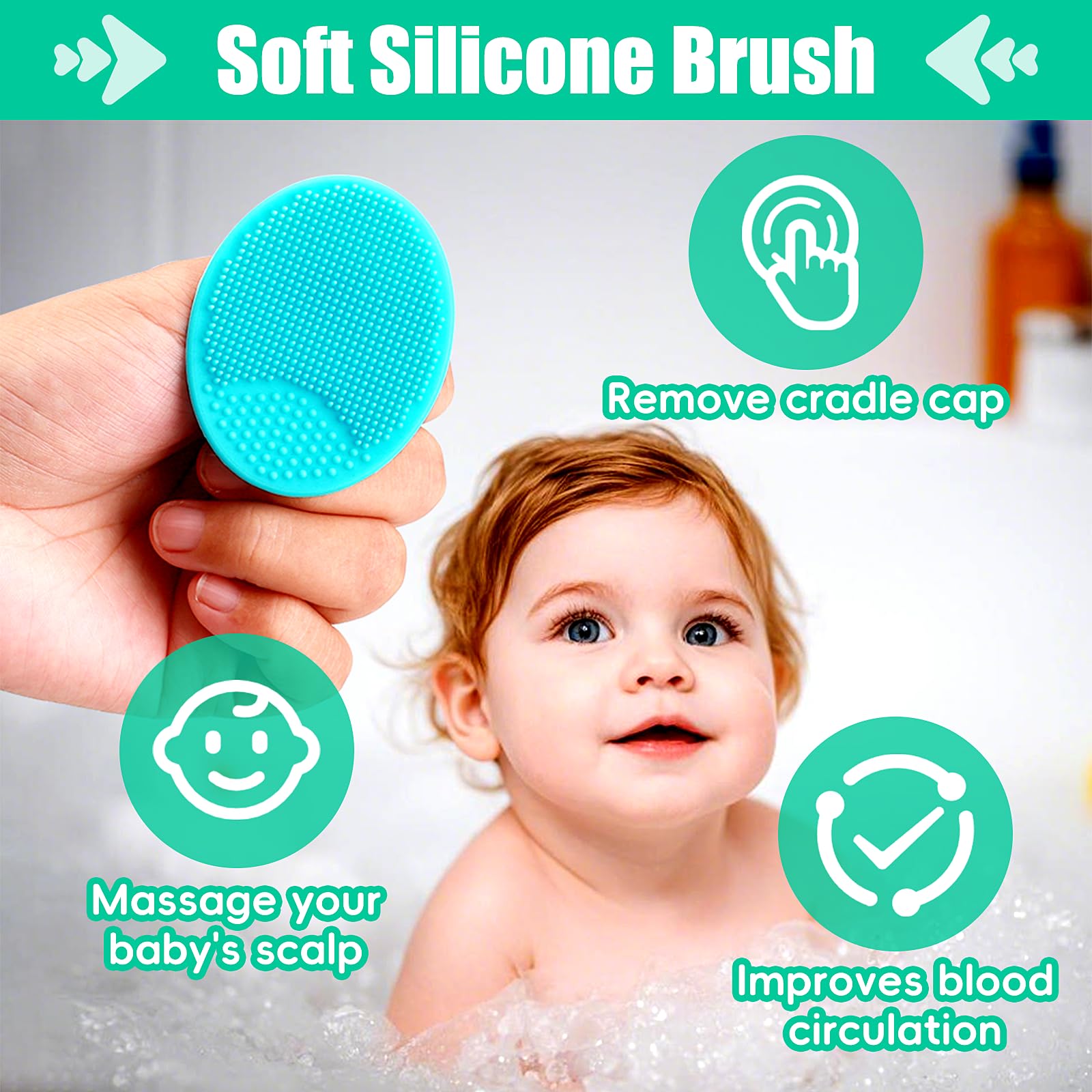 PAKENYESHA baby bath routine image showing gentle massaging action.