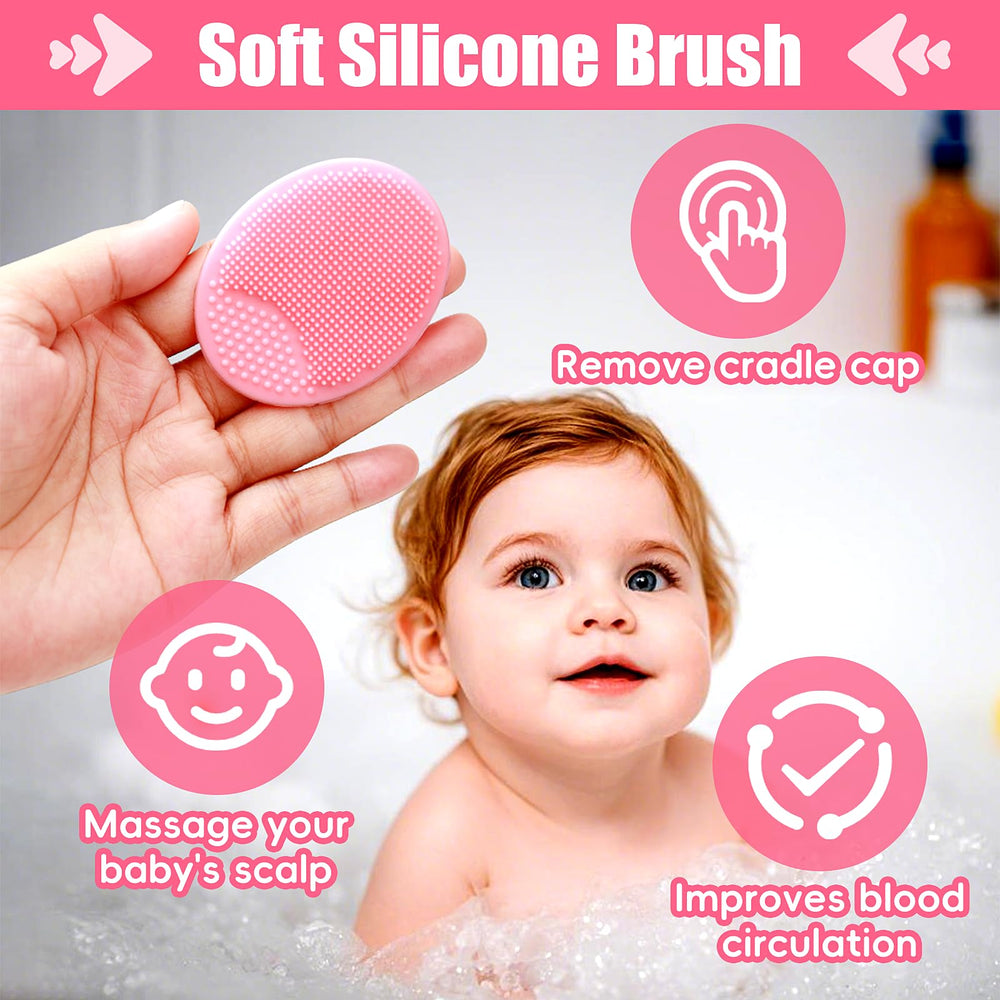PAKENYESHA pink baby brush set supports newborn bathing routines
