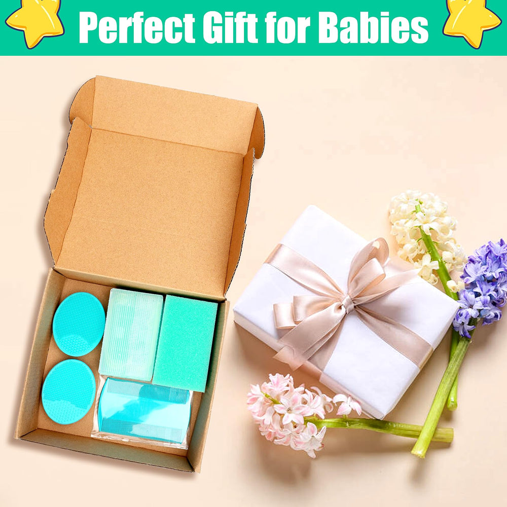 PAKENYESHA easy-to-clean baby brushes demonstrated for bath time.