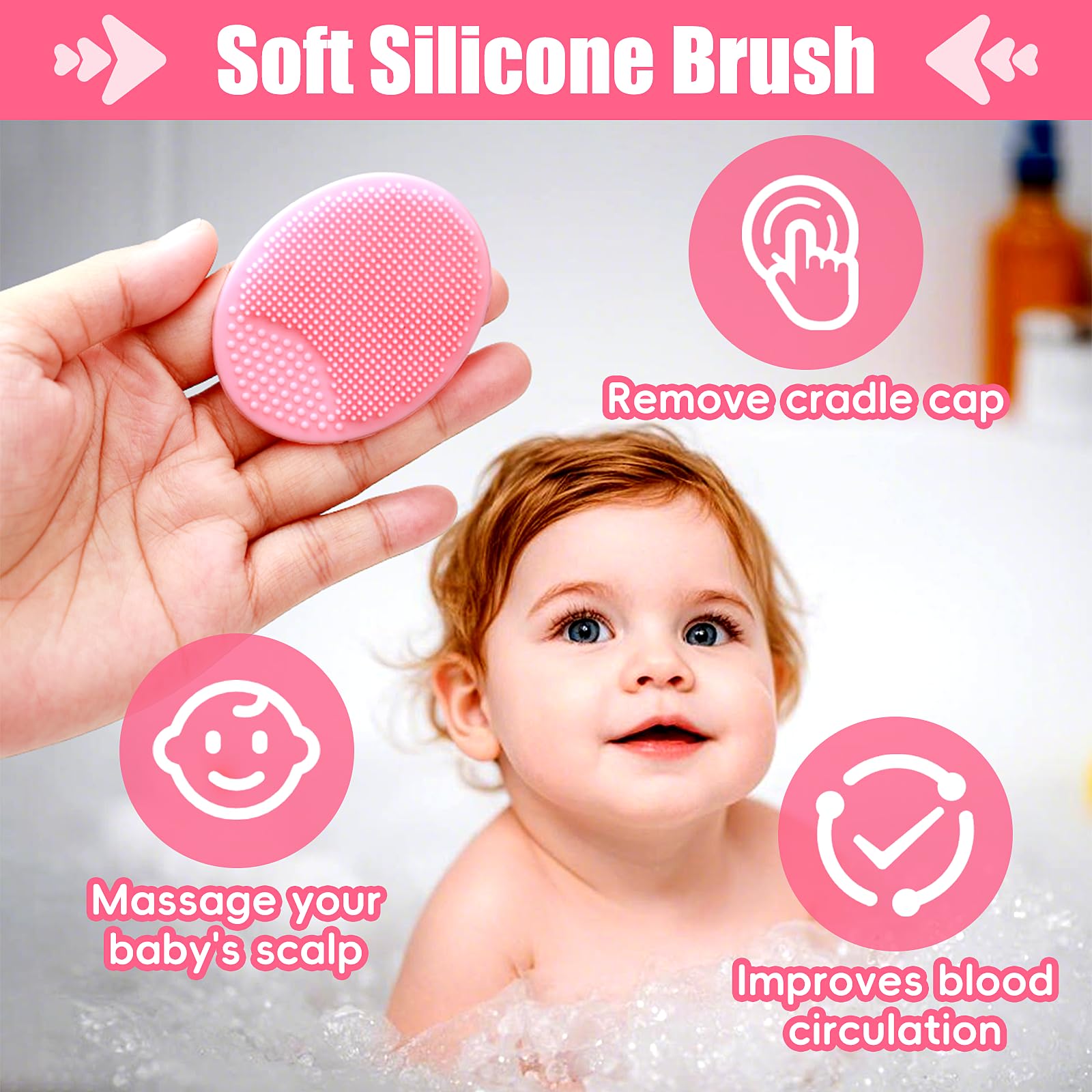 PAKENYESHA pink baby brush set for comfortable bath time routines